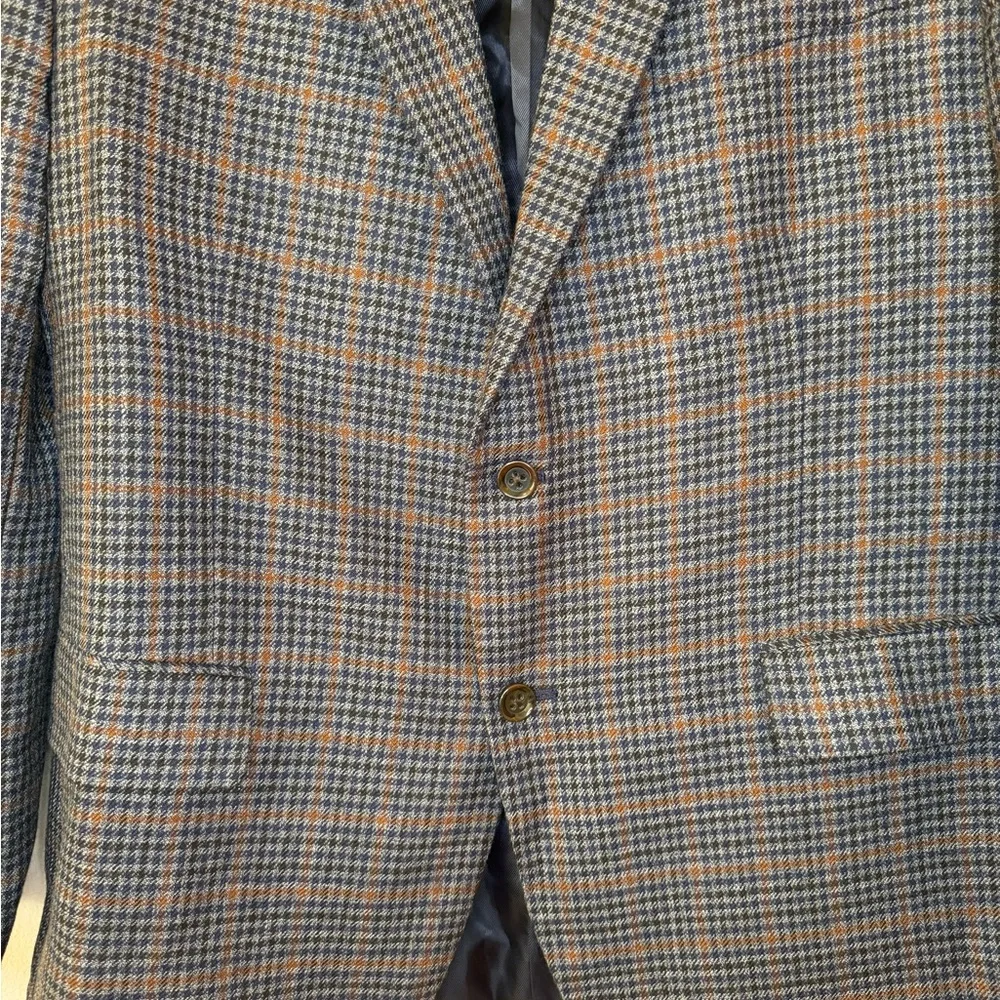 Stafford Men’s Suit Jacket/Sport Coat/Blazer Blue/Brown Plaid 44R